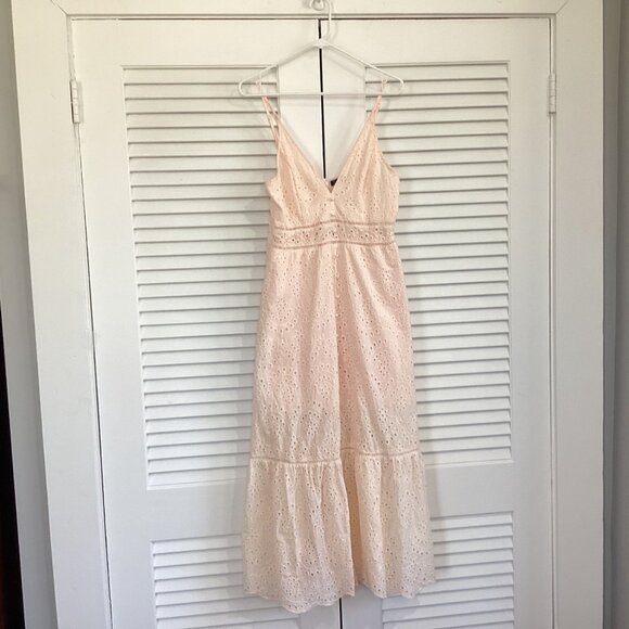 Simplee Dresses & Skirts - Simplee Eyelet Dress  Blush Pink Y2K Spaghetti Strap Maxi Dress Beachy Romantic